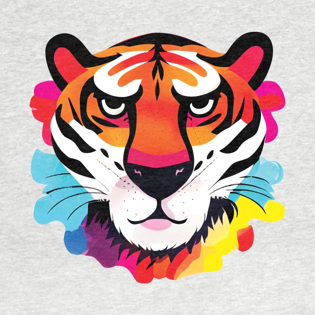 Tiger in Bold Colours by Geminiartstudio